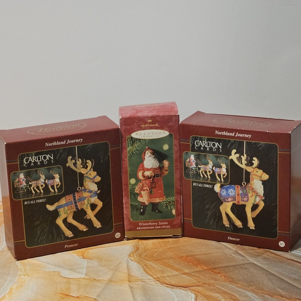 Carlton Cards Northland Journey Prancer Dancer Hallmark Santa Ornament Lot 3
